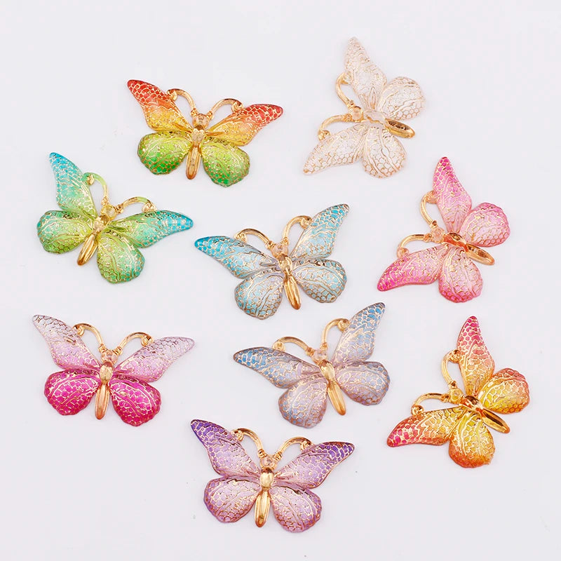 10PCS Butterfly Resin Charms Animal Drop Pendants Charms for Keychain Bracelet Jewelry Making Supplies Diy Hair Jewelry Flatback GONZALES ONLINE SHOP