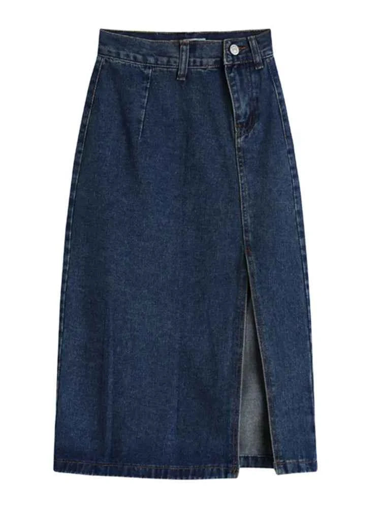 REALEFT Women's Midi Denim Skirt Spring Side Split High Wasit Jeans Skirts Straight Female A-line Pencil Skirt 2023 New Summer