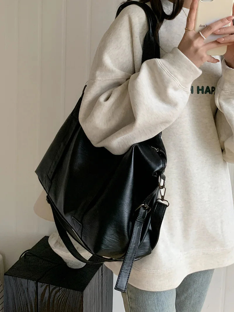 Fashion Tote Bag Leather Women Bag Simplicity Handbag Solid Vintage Shoulder Messenger Bag for Ladies GONZALES ONLINE SHOP