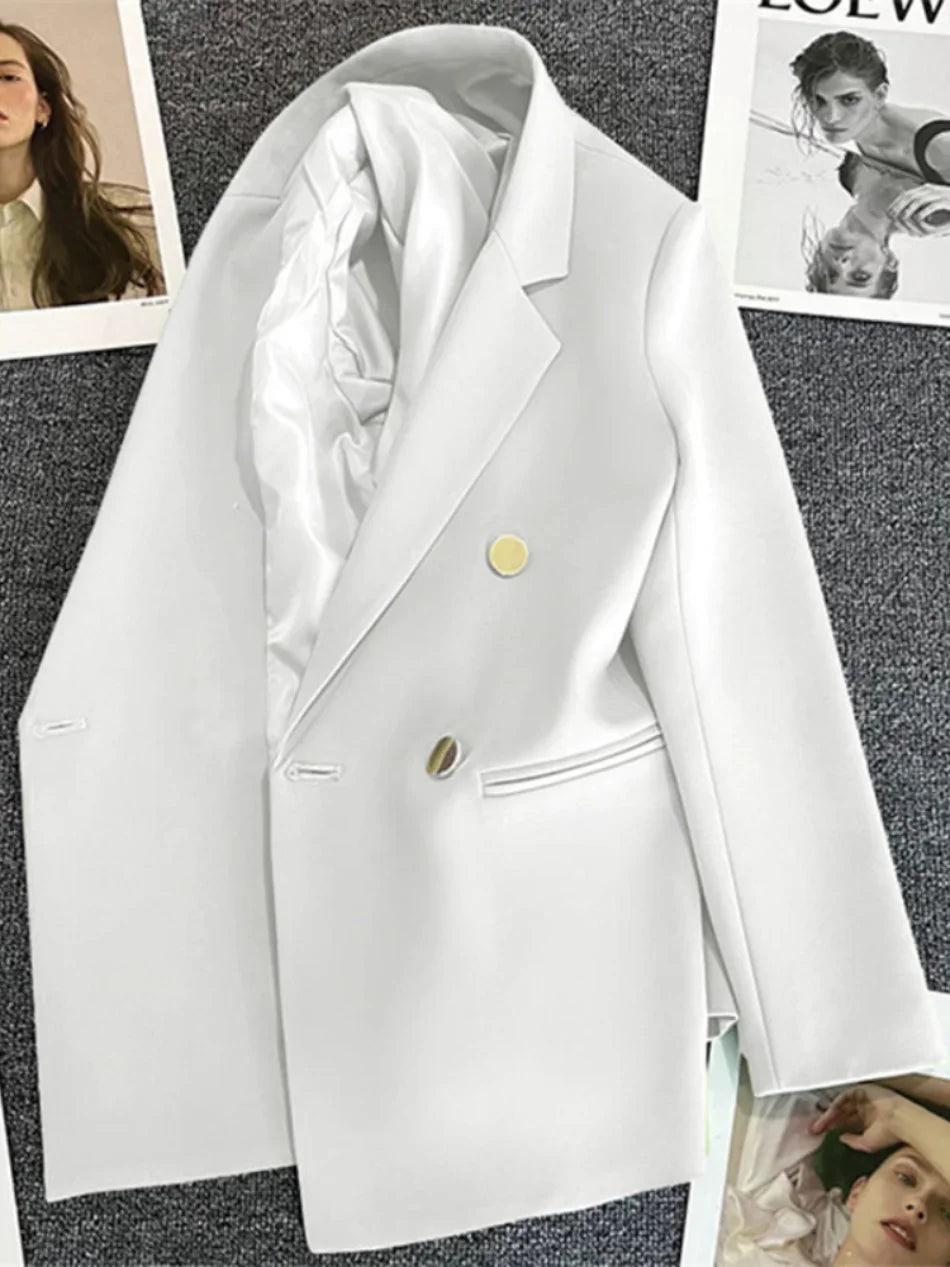 Women Suit Blazer Elegant Coat 2025 Spring Autumn Fashion Korean Blazer Luxury Double Breasted Jacket Solid Ladies Tops Clothes GONZALES ONLINE SHOP