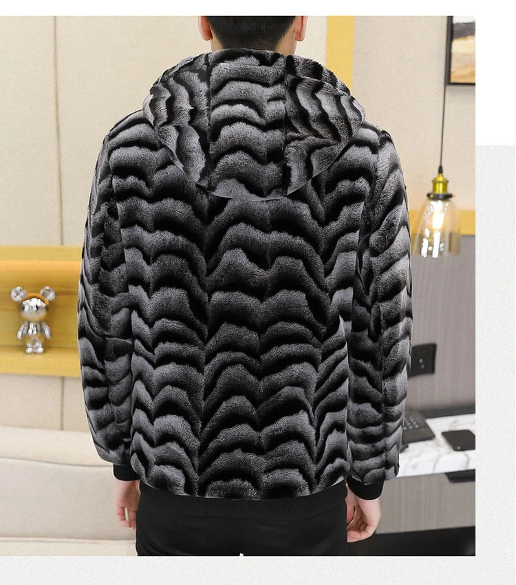 2022 Winter Faux Fur Mink Jackets Men Thicken Warm Imitation Fur Hooded Coat Slim Casual Business Social Jackets Men Clothing GONZALES ONLINE SHOP