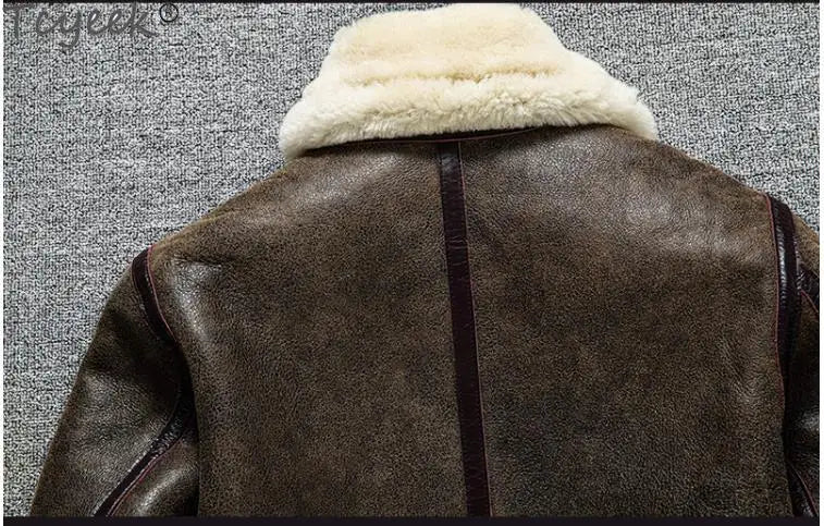 Tcyeek 100% natural genuine male fur jacket.Men winter warm thick wool coat.quality B3 shearling cloth.Plus size Peles GONZALES ONLINE SHOP