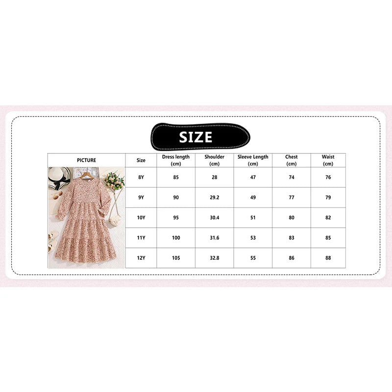 Children's Dress For Girls 8-12 Years O-neck Long-sleeved Dress Comfort Style GONZALES ONLINE SHOP