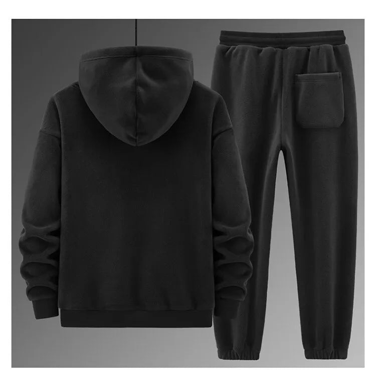 2024 New Fleece Thickened Suit Men's Lamb Fleece Hooded Sweater Cotton Pants Casual Sports Warm Suit GONZALES ONLINE SHOP