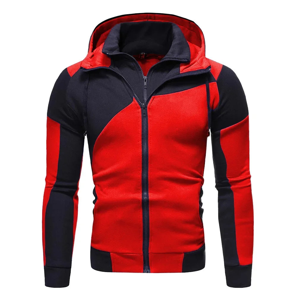 Men Tracksuit Double Zipper Two Pieces Set Mens Sportswear Male Jacket Hoodie and Pants Sweatsuit Hoodies+Pants GONZALES ONLINE SHOP