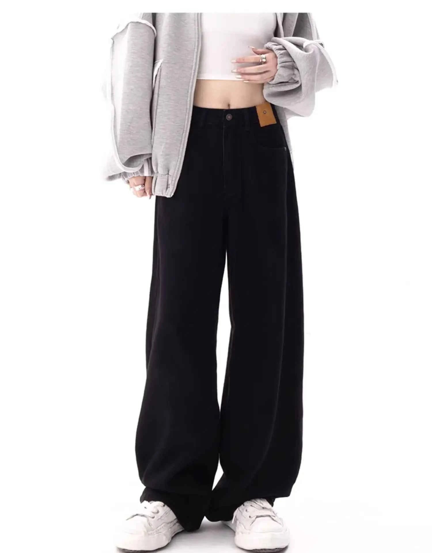 Black Baggy Jeans Women Y2K Harajuku Hippie Korean Oversize Wide Leg Denim Pants Female Casual Kpop Streetwear Trousers