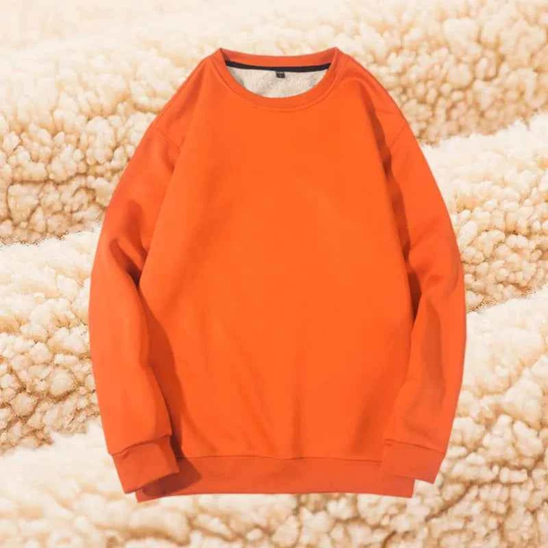 Lamb Velvet Hoodie Men's Thickened Fleece round Neck Casual Versatile Teenage Warm Top Lamb Velvet Jacket Winter Fashion
