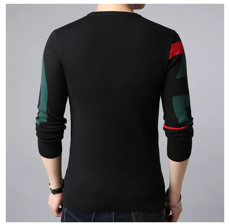 Light Luxury Men's Knitted Pullover Autumn/Winter New Letter Embroidery Long Sleeve Korean Trend Casual Fashion Warm Men Sweater GONZALES ONLINE SHOP