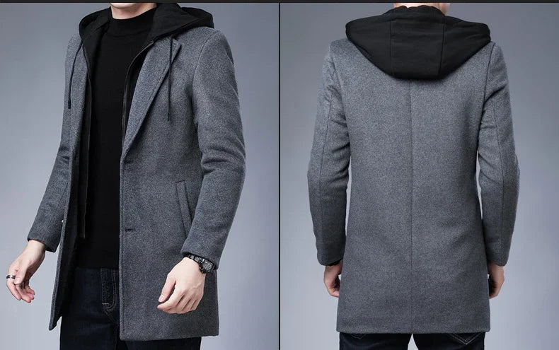 2023 Men's Clothing Fashion Trench Coat Thicken Men's Woolen Jacket Mid-length Coat Winter Warm Overcoat Male Clothes S-5XL GONZALES ONLINE SHOP