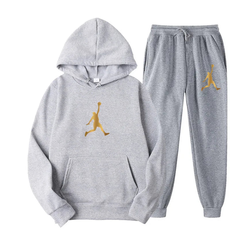 Autumn 2 Piece Set Letter Printed Trend Brand Men Woman Hoodies Sweatshirts Plus Fleece Tops Pullover High-quality Hip Hop Suit GONZALES ONLINE SHOP