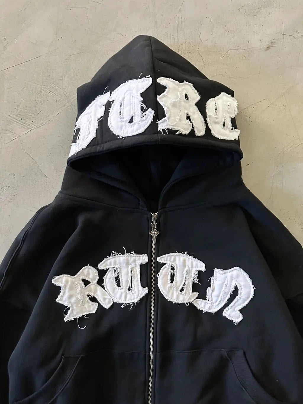 Y2k Letter Patchwork Zip Up Hoodie Gothic Streetwear Retro Fashion Loose Oversized Embroidered Sweatshirt Men Women Clothing GONZALES ONLINE SHOP