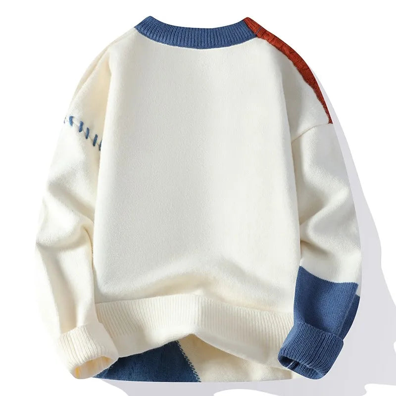 2024 Patchwork Knitted Sweater Trend High Street Autumn Winter Warm Men's Tops Hip-hop Street Clothing Fishing Sports Pullover GONZALES ONLINE SHOP