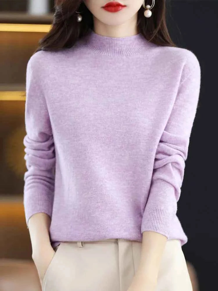 100% Merino Wool Cashmere Sweater Women Knitted Sweater Turtleneck Long Sleeve Pullovers Autumn Winter Clothing Warm Jumper Tops