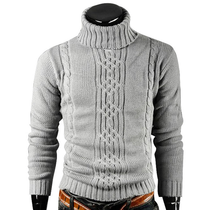 Autumn Winter Men's Warm Sweater Long Sleeve Turtleneck Sweater Retro Knitted Sweater Pullover Sweater GONZALES ONLINE SHOP