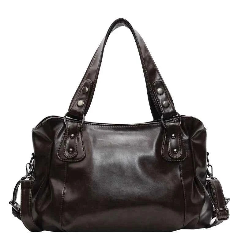 Retro Brand Roomy Shoulder Bag Female Luxury Solid Color Classic Crossbody Bag Large Capacity Style Soft PU Leather Tote Bag