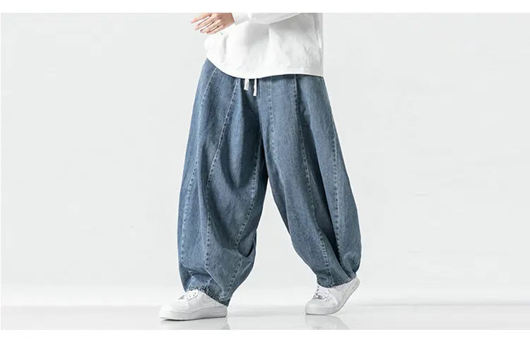 Men Harajuku Wide-leg Jeans Men Oversized Fashion Loose Cargo Denim Pants Male High Street Baggy Trousers Hip Hop Streetwear GONZALES ONLINE SHOP