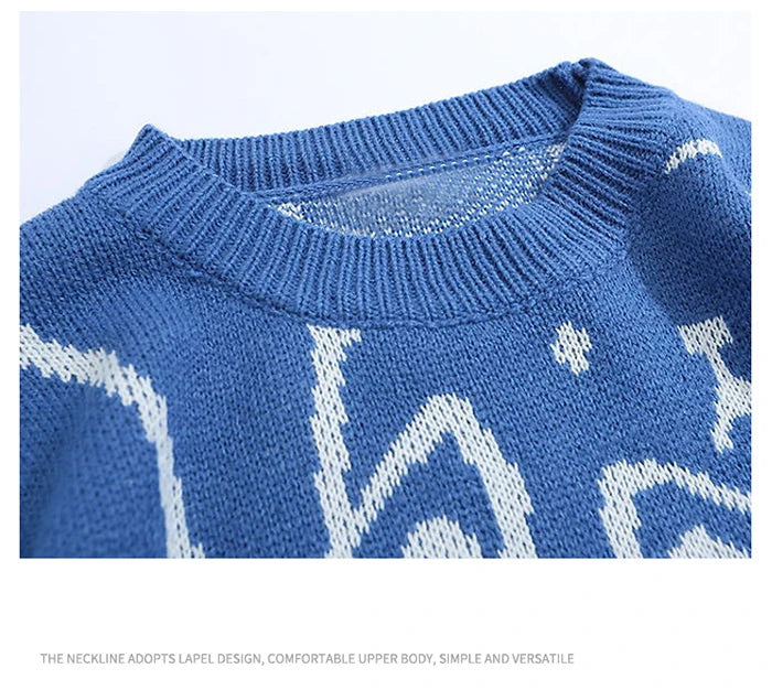 Y2k Vintage Sweater Men 2023 Winter Cartoon Loose Knitted Sweater Japanese Harajuku Hip Hop Streetwear Women Knitwear Pullovers GONZALES ONLINE SHOP