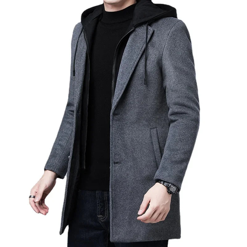 2023 Men's Clothing Fashion Trench Coat Thicken Men's Woolen Jacket Mid-length Coat Winter Warm Overcoat Male Clothes S-5XL GONZALES ONLINE SHOP