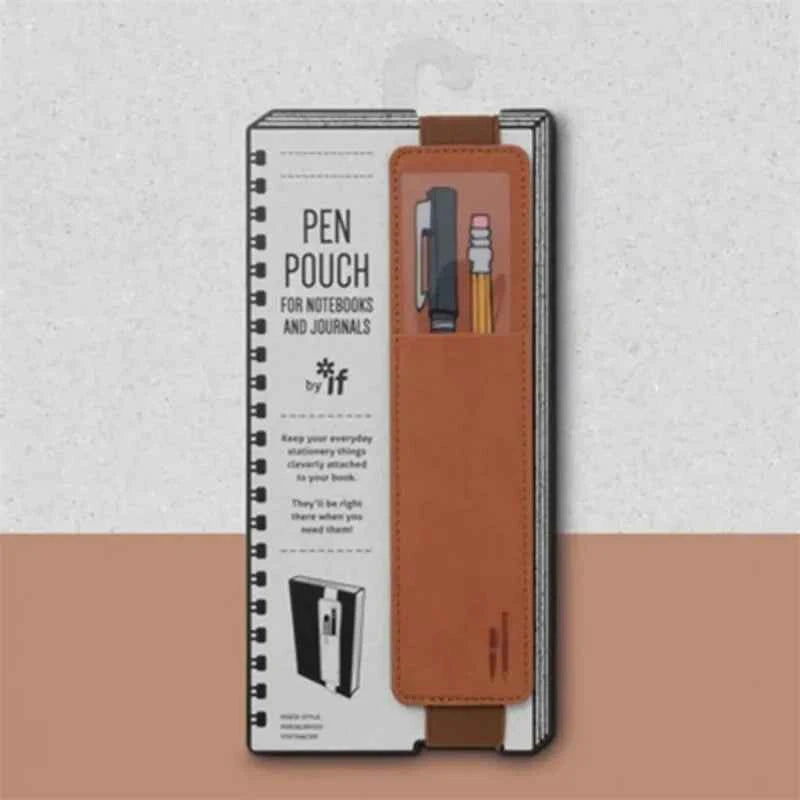 Pu Leather Pen Bag Elastic Buckle Book Notebook Fashion School Pen Case for Office Meeting Easy Carry Office Student Stationery