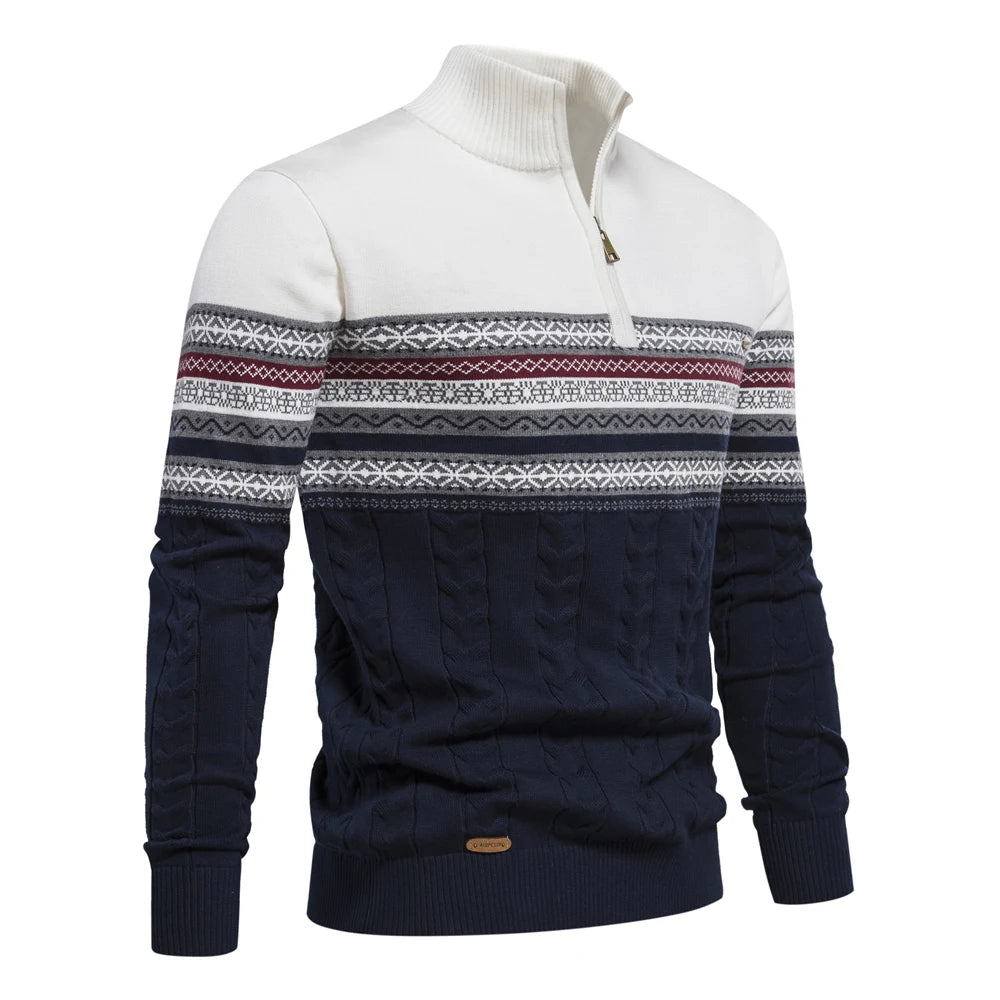 2023 New Autumn High Quality Zipper Pullers Men Warm Winter Cotton Sweaters for Men Ethnic Patterns Casual Mens Sweater GONZALES ONLINE SHOP