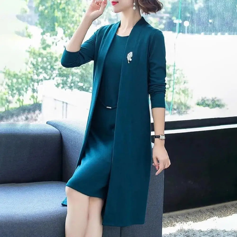 Middle-aged Mother Autumn Winter Women's Long dress Women's Clothing Vestidos Two-piece Suit Style Jacket Feast Dress GONZALES ONLINE SHOP