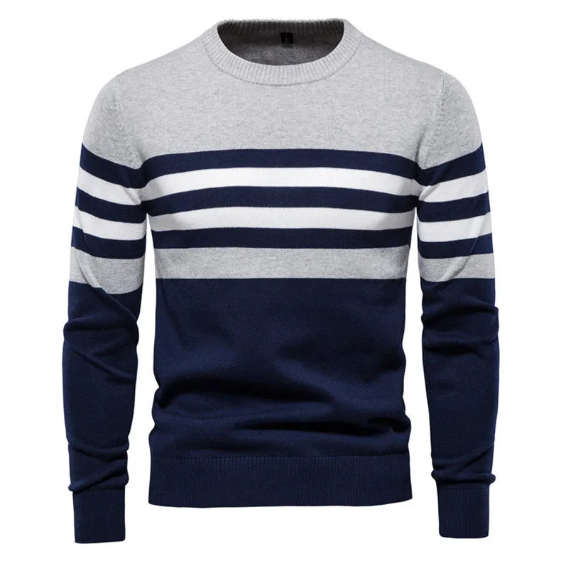 Men Sweaters Pullovers Male Striped Style Cotton O neck Sweater Shirts Jumpers Autumn Male Knitwear Plus Size 3XL 4XL Sweatshirt GONZALES ONLINE SHOP