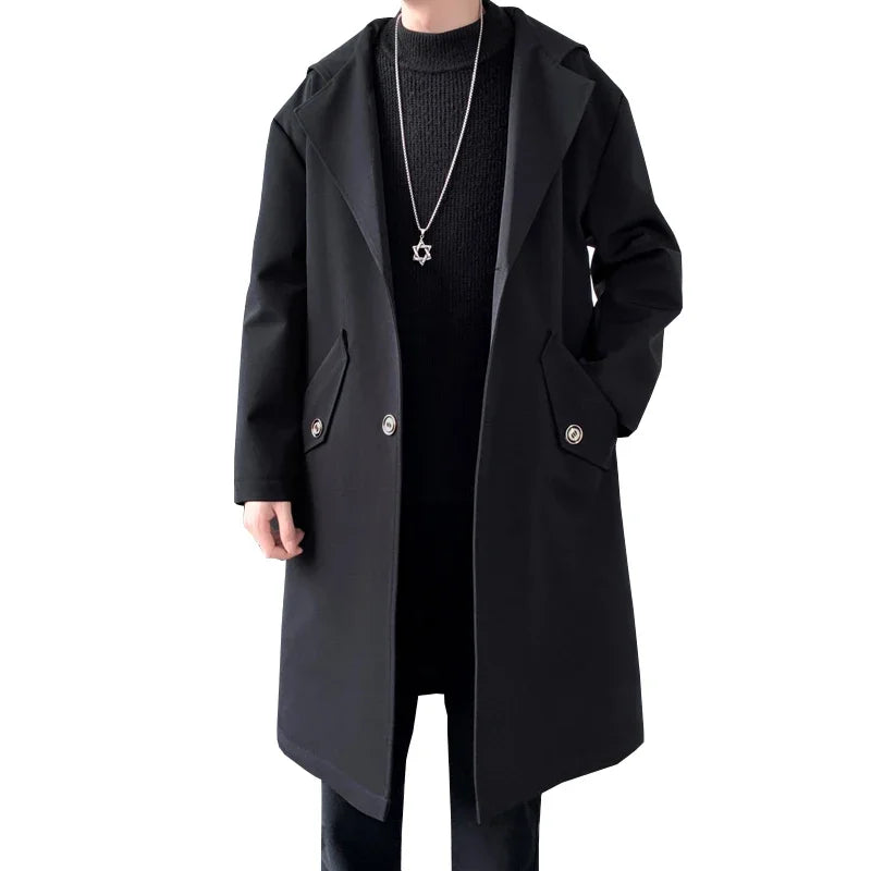 Long Mens Trench Coat British Style Overcoat Outwear Windbreakers S-3XL GONZALES ONLINE SHOP