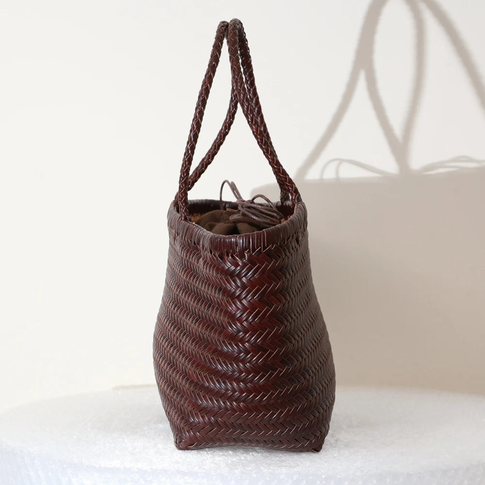 Handbags Women's Genuine Leather Shoulder Bag Weaving Casual Shopping Bag Vintage Big Tote Purse Cowhide Cross Hand Bags Lady GONZALES ONLINE SHOP