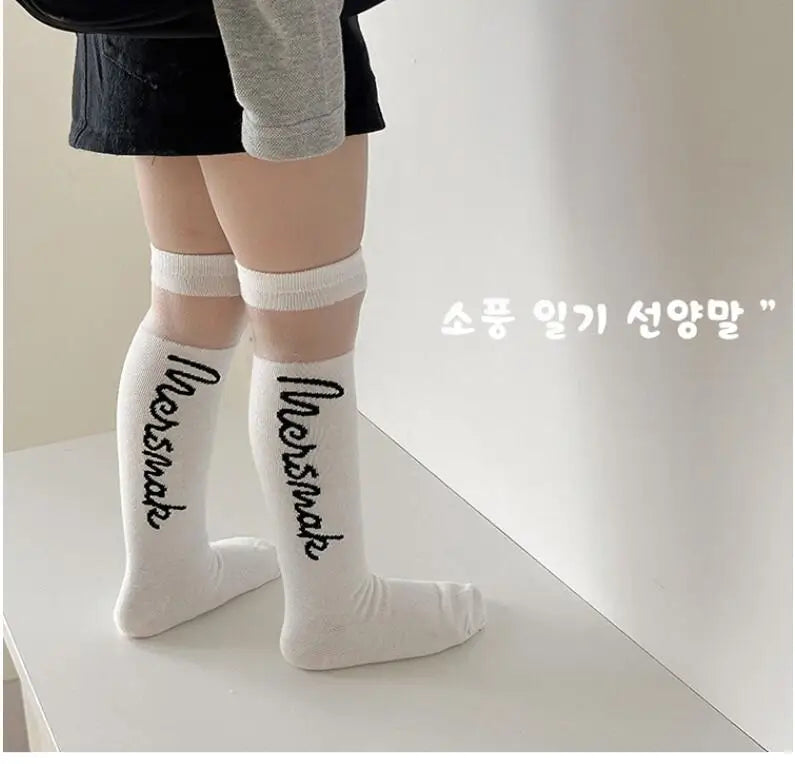 Children Socks Kids Long Sock Girls Summer Mesh Patchwork Knee Stockings 3-12 Year-old Child Baby Spring Cotton Socks GONZALES ONLINE SHOP