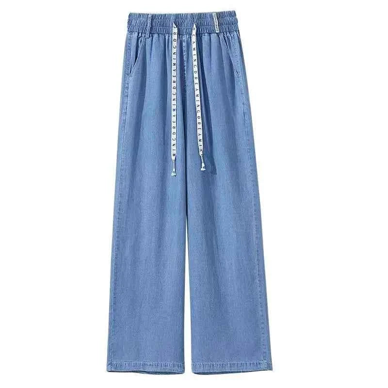 High Waist Straight Leg Denim Jeans Ice Silk Yoga jeans Summer Thin Wide Leg Pants Women's Fashion Comfortable Fit Jeans