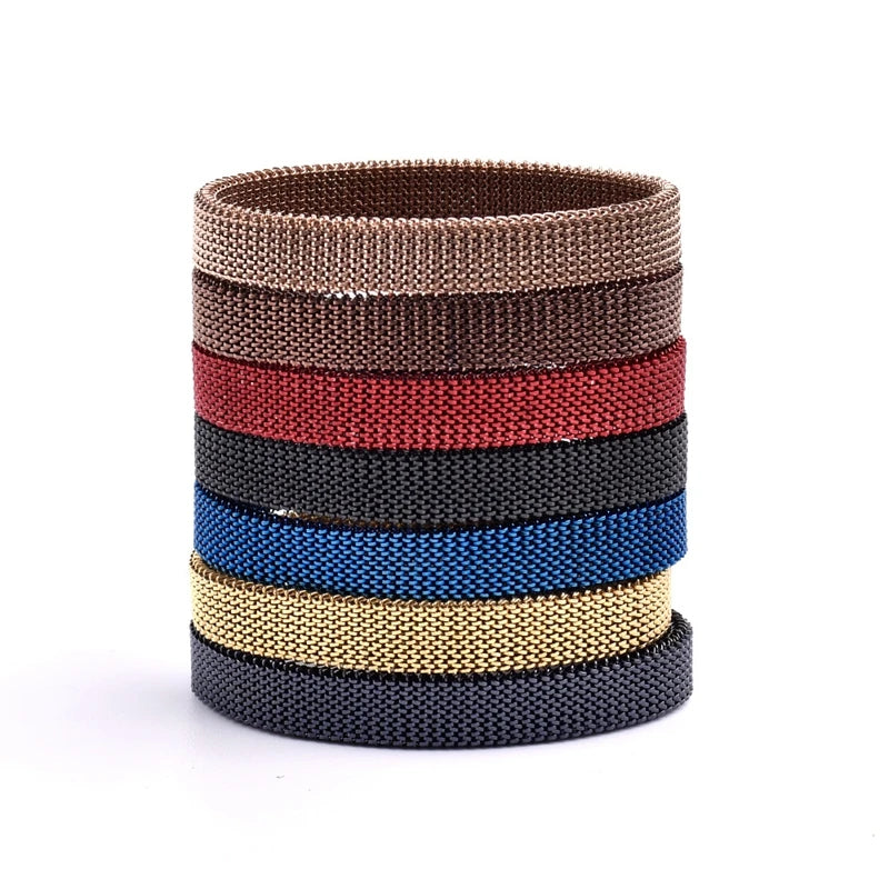 Soft Stainless Steel Jewelry Elastic Spring Wrist Band Stretch Mesh Bracelets Unique Colorful Bangles GONZALES ONLINE SHOP