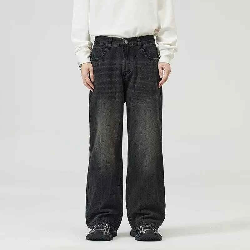 Black Jeans Men's Wide-leg Pants American Retro Washed Cleanfit Loose Straight 2025 Spring and Summer New