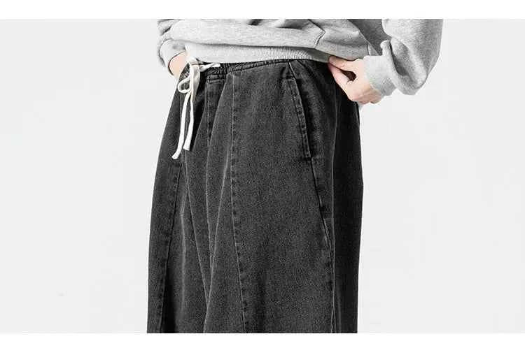 Men Harajuku Wide-leg Jeans Men Oversized Fashion Loose Cargo Denim Pants Male High Street Baggy Trousers Hip Hop Streetwear