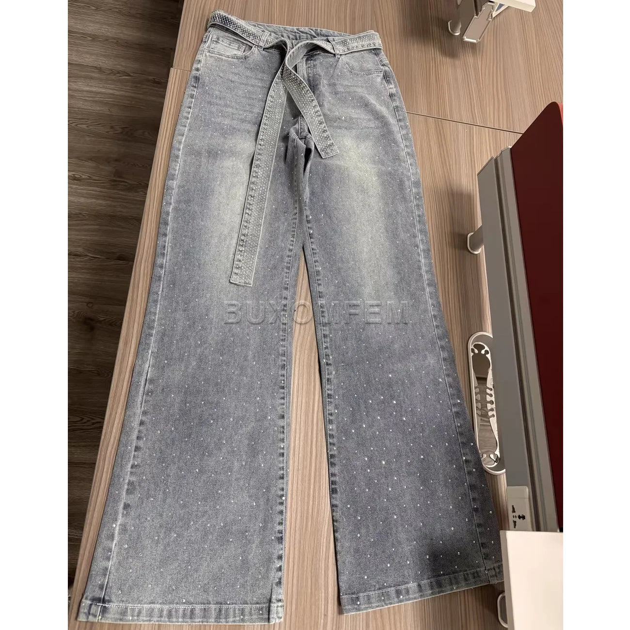 Women's Drilled Straight Leg Jeans Pants 2025 Stylish Baggy Pants Y2k Streetwear Outfit Wide Leg Loose Jeans Ladies Bottoms GONZALES ONLINE SHOP