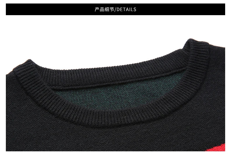 Light Luxury Men's Knitted Pullover Autumn/Winter New Letter Embroidery Long Sleeve Korean Trend Casual Fashion Warm Men Sweater GONZALES ONLINE SHOP