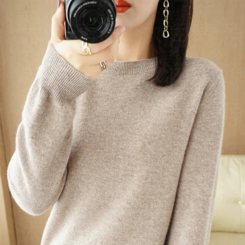 Autumn And Winter Cashmere Sweater Women's Crew Neck Pullover Casual Knitted Top Women's Short Undercoat Fashion 18 Colors GONZALES ONLINE SHOP