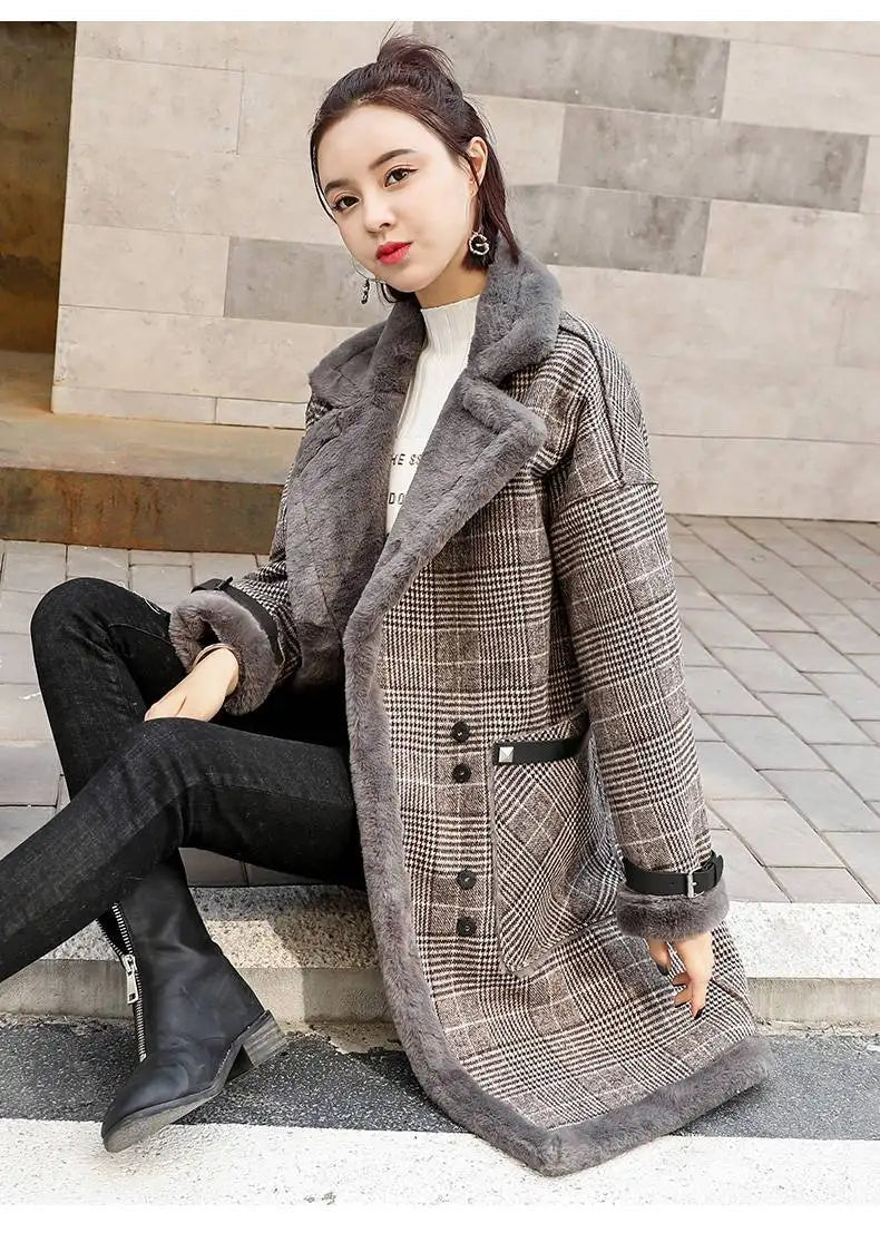 Coat Loose Women Woolen s Elegant Female Korean Chic Casual Long Fashion Warm Overcoat GONZALES ONLINE SHOP