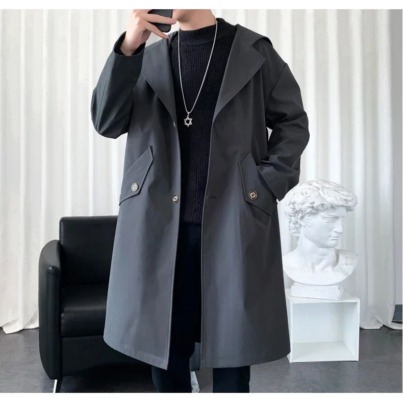 Long Mens Trench Coat British Style Overcoat Outwear Windbreakers S-3XL GONZALES ONLINE SHOP