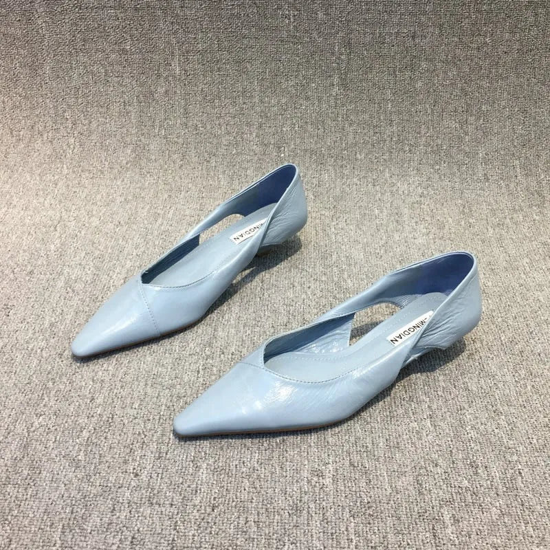 Shoes for Woman 2024 Comfortable Women's Summer Footwear Moccasins Blue Low Heel Elegant Pointed Toe High Quality Popular Young GONZALES ONLINE SHOP