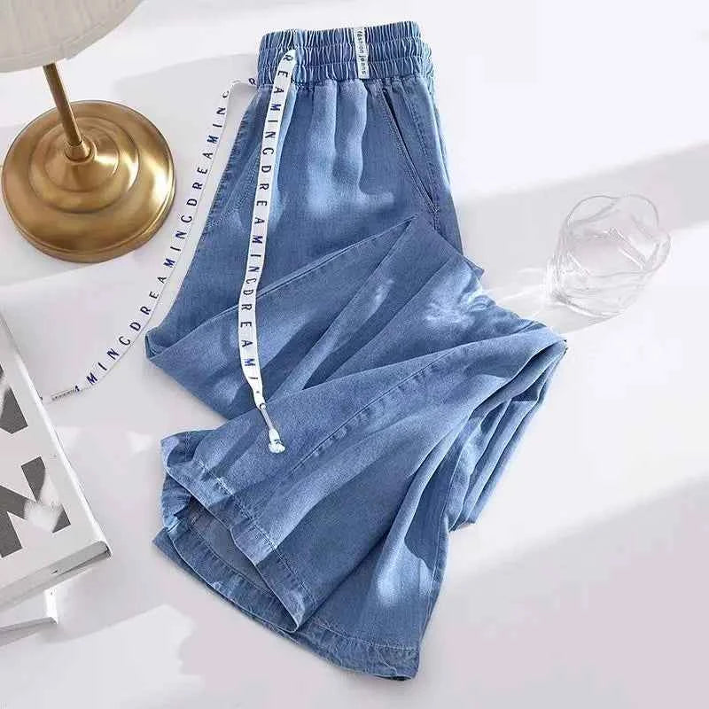 High Waist Straight Leg Denim Jeans Ice Silk Yoga jeans Summer Thin Wide Leg Pants Women's Fashion Comfortable Fit Jeans