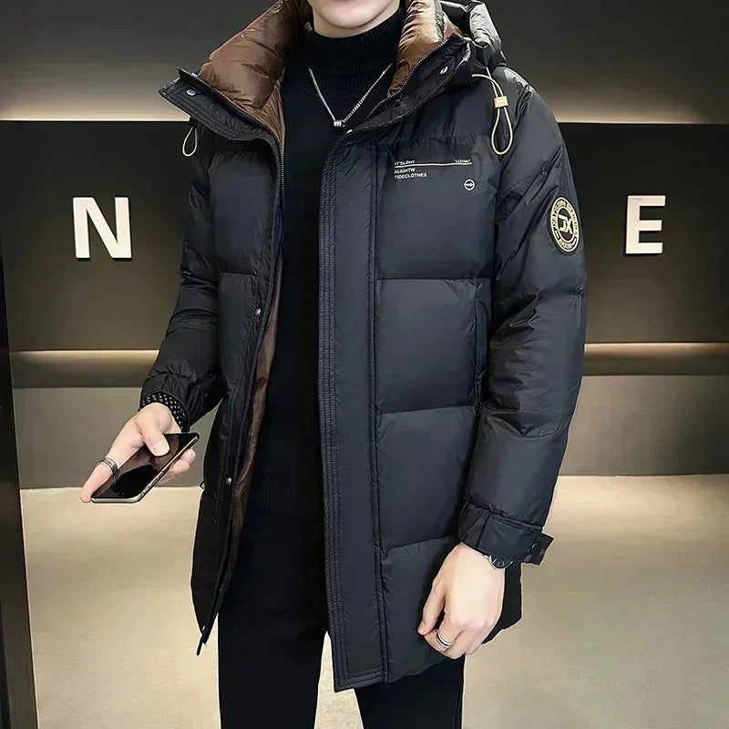 Men's Winter Long Down Jacket 2025 New Designer Clothing Super Thick Hooded Coat Luxury GONZALES ONLINE SHOP