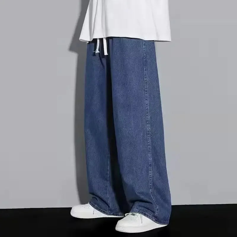 Autumn Jeans Men's Baggy Straight Drawstring Elastic Waist Personality Fashion Vintage Denim Trousers Streetwear 3XL GONZALES ONLINE SHOP