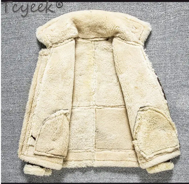 Tcyeek 100% natural genuine male fur jacket.Men winter warm thick wool coat.quality B3 shearling cloth.Plus size Peles GONZALES ONLINE SHOP