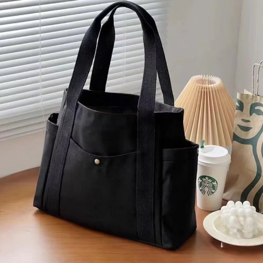 Large Capacity Canvas Tote Bags for Work Commuting Carrying Bag College Style Student Outfit Book Shoulder Bag Shopping Bag GONZALES ONLINE SHOP