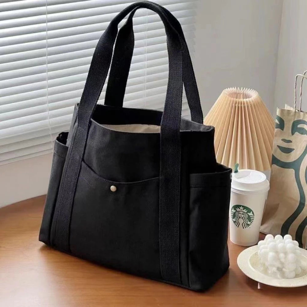 Large Capacity Canvas Tote Bags for Work Commuting Carrying Bag College Style Student Outfit Book Shoulder Bag Shopping Bag GONZALES ONLINE SHOP