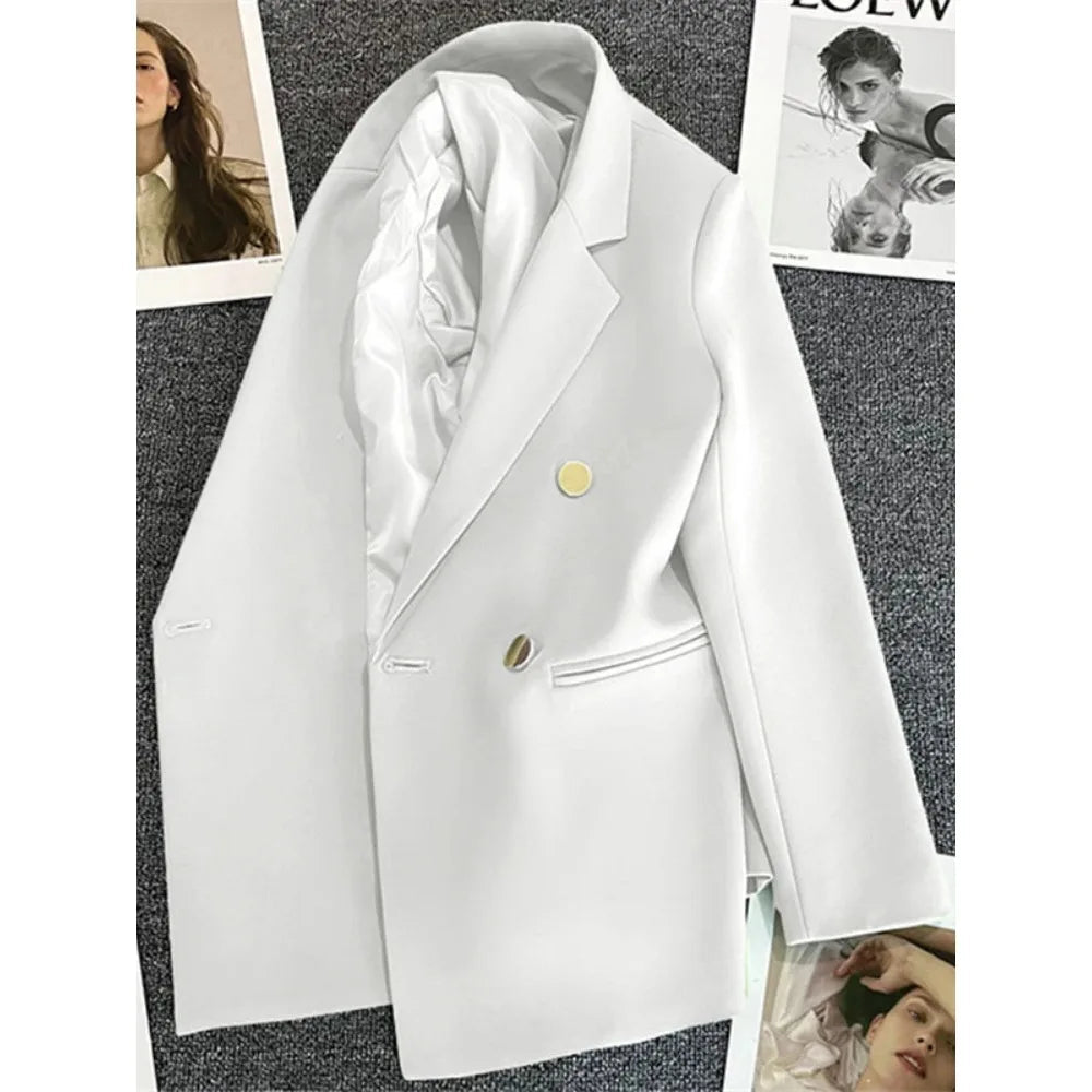Women Suit Blazer Elegant Coat 2025 Spring Autumn Fashion Korean Blazer Luxury Double Breasted Jacket Solid Ladies Tops Clothes GONZALES ONLINE SHOP