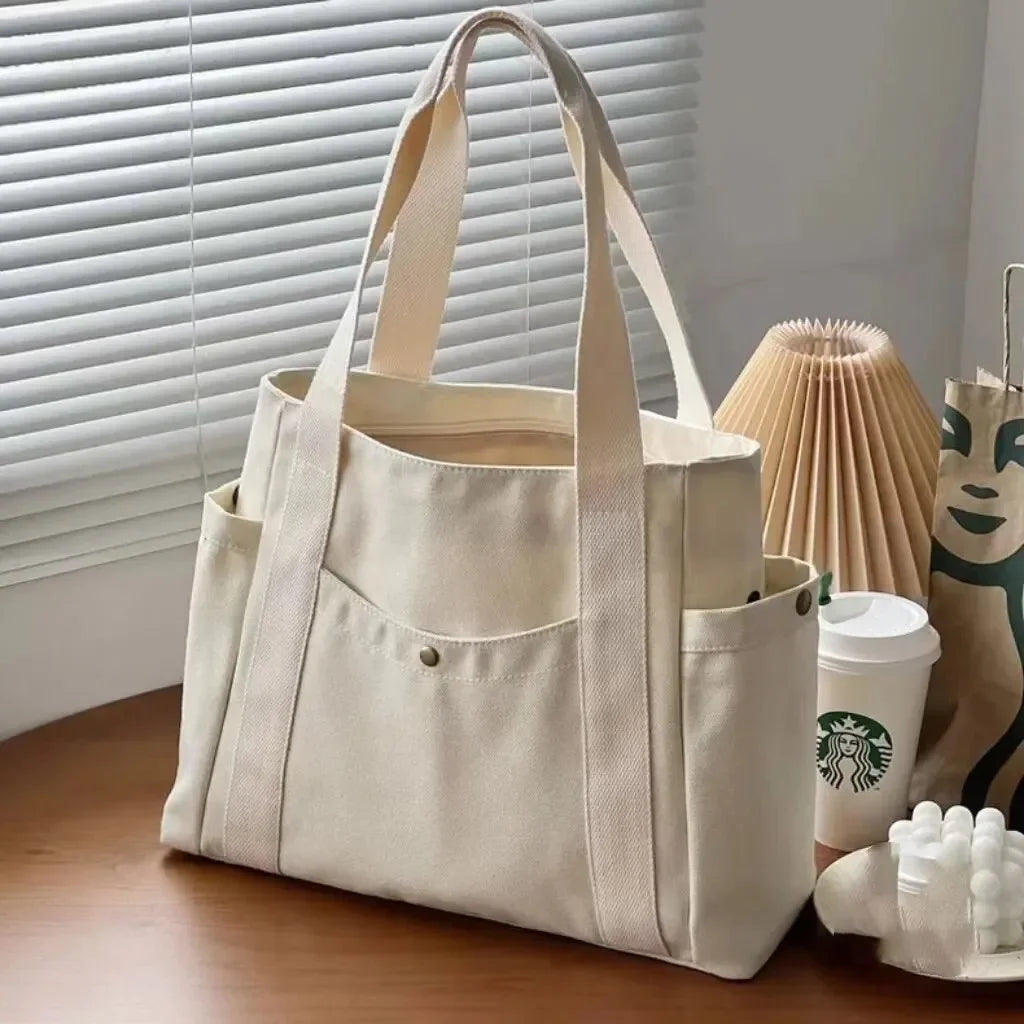Large Capacity Tote Canvas Bag for Work Outgoing High Appearance Commuting Versatile Art Student Clothing Book Shoulder Bag Bag GONZALES ONLINE SHOP