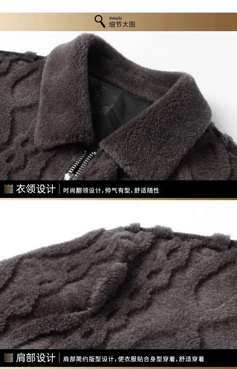 Sheep Fleece Jacket Men's Winter Coat Short Lapel Particle Wool Fur Coats and Jackets for Men Composite Fur Integrated Clothes F GONZALES ONLINE SHOP