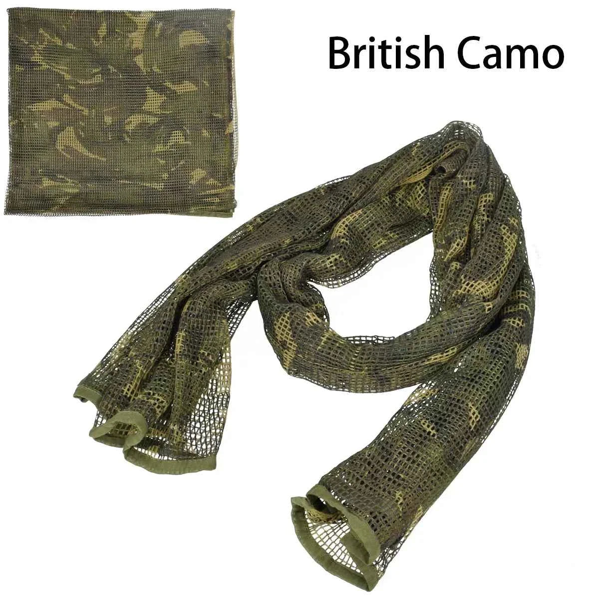 Camouflage Netting Scarf Sniper Veil Camo Mesh Face Scarf Veil Shemagh Head Wrap for Outdoor Camping Hiking Hunting Scarves
