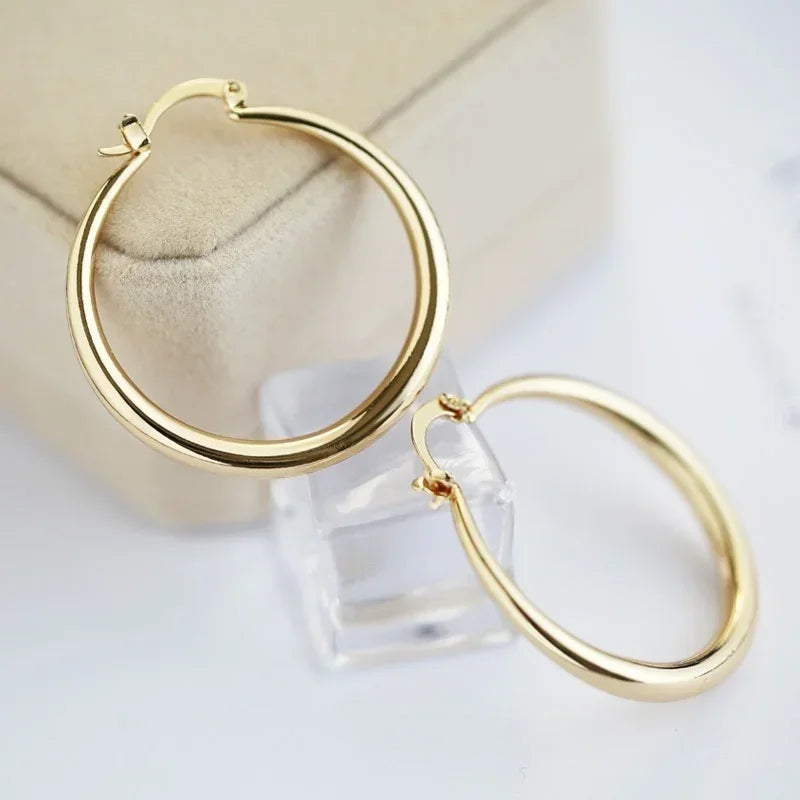 Delysia King Women Trendy Simplicity Alloy Round Birthday Party Hoop Earrings Smooth Surface Banquet Grace Jewellery GONZALES ONLINE SHOP